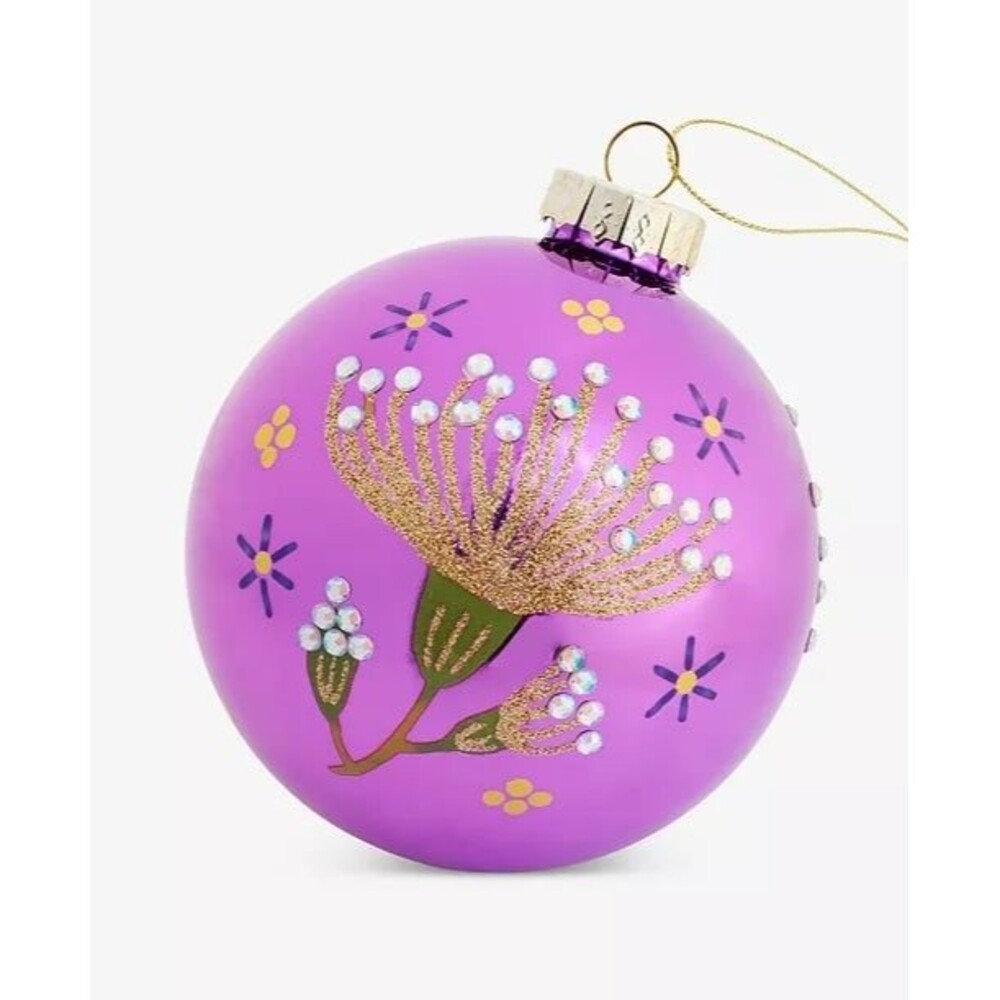 Macy’s Holiday Lane Enchanted Forest Pink Floral Ball Ornament